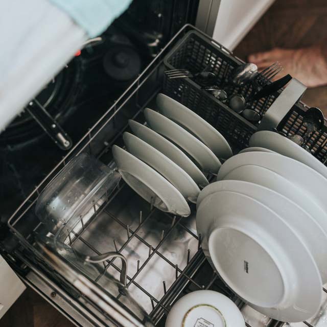 Half-full dishwasher