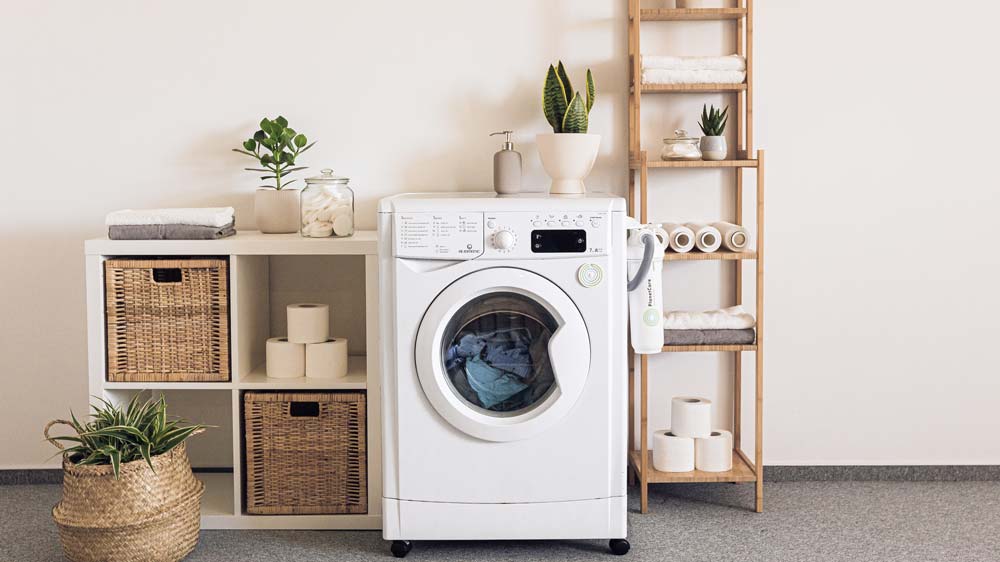 A white washer/dryer