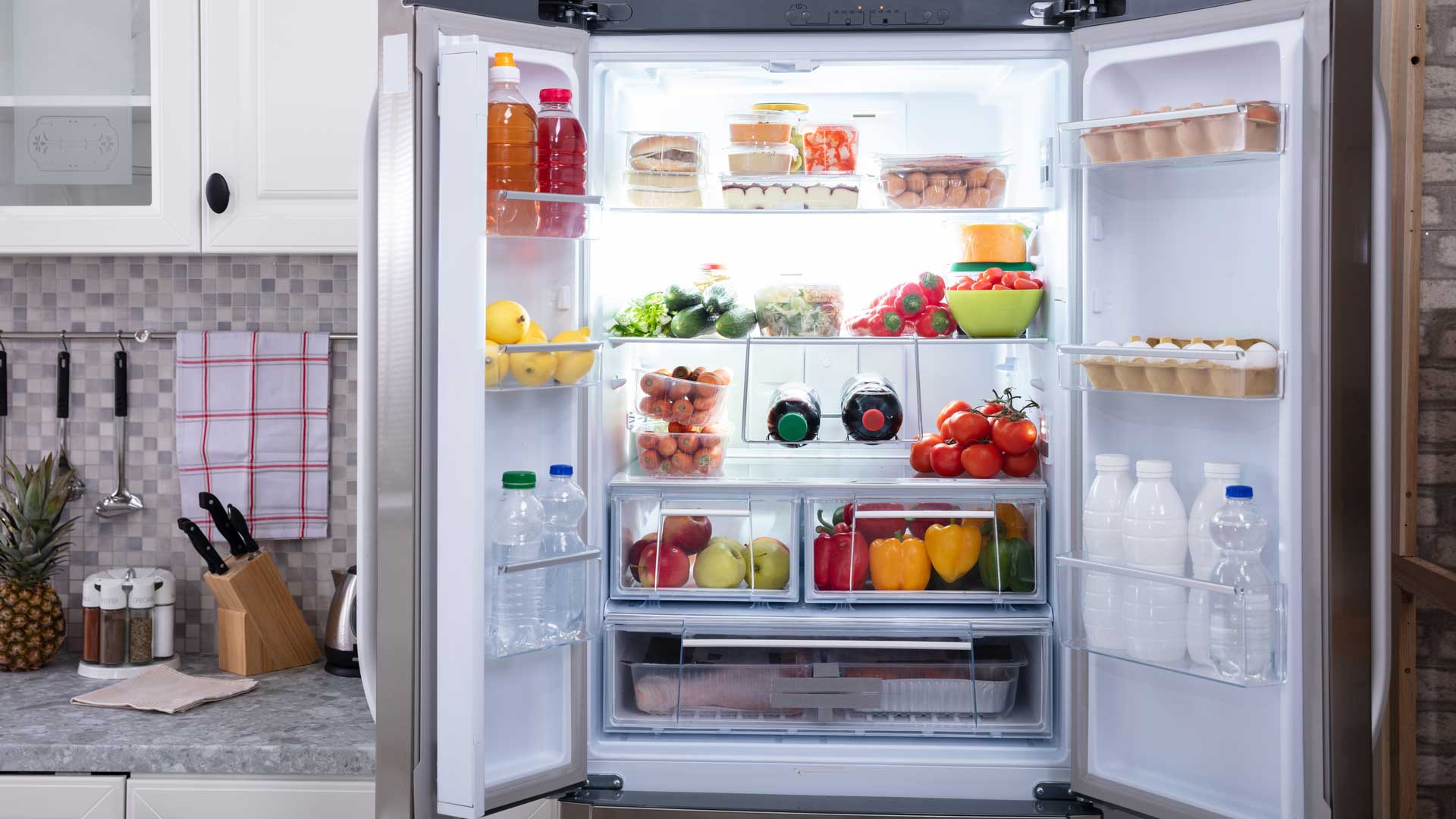 A refrigerator full of produce